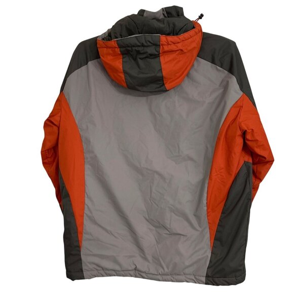 Weatherproof 32° Mens L Polyester Hooded Jacket Gray & Orange Lined Gorpcore - Picture 2 of 9